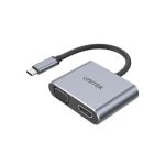 Unitek V1126A USB-C(M) to HDMI 2.0 4k@60Hz (F) & VGA(F) Adapter with MST Dual Monitor Space-Grey