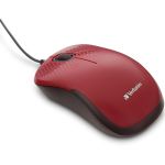 Verbatim Silent Corded Optical Mouse - Red - Optical - Cable - Red - USB - Scroll Wheel - 3 Button(s)