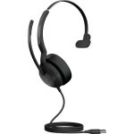 Jabra Evolve2 50 Headset - Mono - USB Type A - Wired/Wireless - Bluetooth - 98.4 ft - 20 Hz - 20 kHz - On-ear - Monaural - Supra-aural - 5.58 ft Cable - MEMS Technology  Noise Cancellin