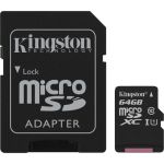Kingston SDCS/64GB 64GB microSDHC UHS Class 10 w/SD adapter included) UHS-I 80 MB/s Read - 10 MB/s Write