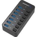 Sabrent 36W 7-Port USB 3.0 Hub with Individual Power Switches and LEDs (HB-BUP7) - USB 3.0 - External - 7 USB Port(s) - 7 USB 3.0 Port(s) - PC  Mac  Linux