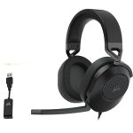 Corsair HS65 SURROUND Wired Gaming Headset - Carbon - Mini-phone (3.5mm) - Wired - 32 Ohm - 20 Hz - 20 kHz - On-ear - Binaural - 0.07in Cable - Omni-directional Microphone - Carbon Blac