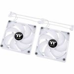 Thermaltake CT120 ARGB Sync PC Cooling Fan White (2-Fan Pack) - 2 Pack - 4.72in Maximum Fan Diameter - 426.8 gal/min Maximum Airflow - 2000 rpm - Hydraulic Bearing - 4 PIN PWM  3 PIN-AR