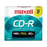 Maxell CD Recordable Media - CD-R - 48x - 700 MB - 5 Pack Slim Jewel Case - 120mm - 1.33 Hour Maximum Recording Time