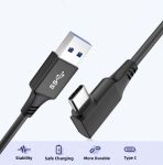 USB 3.0 A to Type C 90Deg Right Angle Cable M/F 6ft Black