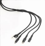 USB to USB-C Lightning and Micro USB Cable 4' Black Supports iOS 12