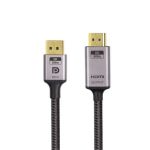 8K DP Male to HDMI Male Cable with Cotton Braided 48Gbps Support 8K@60Hz 10ft(3M) Grey