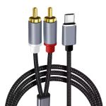 Type C to 2 Male RCA Male Car Stereo Cord Cable 3ft Black