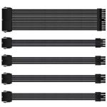 Nylon Braided Black PSU Extension Cable Kit 30cm/1' 18AWG - 1 x 24pin + 2 x 8pin (CPU 4+4) + 2 x 8pin (PCIe 6+2)