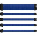 Nylon Braided Blue PSU Extension Cable Kit 30cm/1' 18AWG - 1 x 24pin + 2 x 8pin (CPU 4+4) + 2 x 8pin (PCIe 6+2)