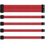Nylon Braided Red PSU Extension Cable Kit 30cm/1' 18AWG - 1 x 24pin + 2 x 8pin (CPU 4+4) + 2 x 8pin (PCIe 6+2)