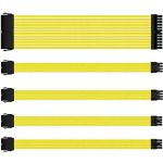 Nylon Braided Yellow PSU Extension Cable Kit 30cm/1' 18AWG - 1 x 24pin + 2 x 8pin (CPU 4+4) + 2 x 8pin (PCIe 6+2)