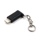 Micro Female to Lightning Adapter with Keychain Black