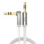 #AV119 3.5mm Male to 3.5mm Male Right Angle Flat Cable 1M(3') Gold-Plated  White