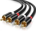 Premium 2RCA Male to 2RCA Male Cable 3.3ftGold Plated Black