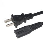 UL Power Cord Cable NEMA 1-15P to C7 2M (7')Black 2-Prong Notebook Power Cord