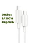 USB C 3.2 Gen 2 20Gbps 100W 4K@60Hz Cablecan support data charge and video3ft(1M) White