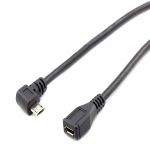 Micro USB Male to Micro USB Female Cable with Bend1ft