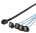 Mini SAS SFF-8643 (Host) to 4x 7Pin SATA (Target) 90 Deg Angle Hard Drive Cable 12Gbps 3ft Black