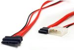 Slimline SATA Cable 7+6P to SATA 7P & Power 4-PinMolex20in