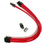 Nylon Braided Red PSU 8pin (6+2) PCIe Extension Cable 30cm/1' 18AWG