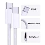 USB C to USB C Charging Cable for iPhone 15 series 60W M/M 3ft White
