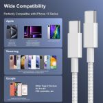 USB C to USB C Charging Cable for iPhone15 series 60W M/M 6.5ft White