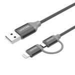Unitek  Y-C4031GY USB to Micro USBCable + Lightning Adapter Space Gray 3ft