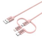 Unitek  Y-C4036ARG USB2.0 Type-A to Micro USBCable w/ Lightning & USB-C Adapter Rose Gold 3ft
