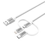 Unitek  Y-C4036ASL USB2.0 Type-A to Micro USBCable w/ Lightning & USB-C Adapter Silver 3ft
