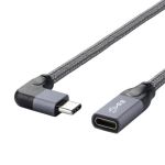 USB 3.1 TypeC 90Deg Right Angle Braided Cable M/F 16ft Grey