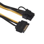 15-Pin SATA Male to 8 Pin (6+2 Pin) PCI-E Female Power Adapter Cable8inch