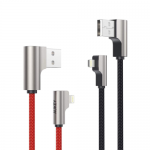AUKEY CB-AL01 6.6ft 90 Degree Braided USB-A to Lightning Cable MFI (2-Pack)