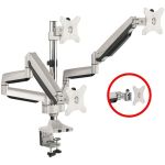SIIG CE-MT3611-S1 Triple Monitor Aluminum Gas Spring Desk Mount Full Motion Articulating Mount Fits 13in to 32in VESA