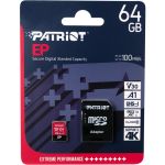 Patriot Memory 64 GB Class 10/UHS-I (U3) microSDXC - 100 MB/s Read - 80 MB/s Write - 3 Year Warranty
