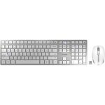 CHERRY DW 9100 SLIM Rechargeable Wireless Keyboard and Mouse - Full Size Silver/White Bluetooth AES 128 Encryption 3 Resolution Mouse up to 2400 DPI Elegant Design