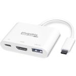 Plugable USB C to HDMI Multiport Adapter  3-in-1 USB C Hub with 4K HDMI Output  USB 3.0 and USB-C Charging Port - Compatible with MacBook  Chromebook  Dell XPS  Thunderbolt 3 and More