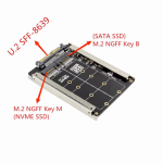 SFF-8639 NVME U.2 to Combo NGFF M.2 M-Key SATA PCIe SSD Adapter with Aluminum Frame Bracket