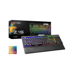 EVGA 821-W1-15US-KR Z15 RGB Gaming KeyboardRGB Backlit LED Hot Swappable Mechanical Kailh Speed Silver Switches