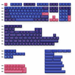 Keychron PBT-18 Cherry Profile Double Shot PBT Full Set Keycaps Player Blue and Pink 219 Keys