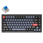 Keychron V1-A2 V1 QMK Custom Mechanical Keyboard Fully Assembled Frosted Black (Translucent) Keychron K Pro Blue Switches