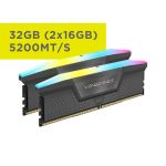 Corsair CMH32GX5M2B5200Z40 VENGEANCE RGB 32GB (2x16GB) DDR5 Memory Kit for AMD 5200MT/s Unbuffered 40-40-40-77 Cool Grey