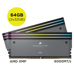 Corsair CMP64GX5M2B6000Z30 DOMINATOR TITANIUM 64GB2x32GB DDR5 Memory Kit 6000MT/s Unbuffered 30-36-36-76 Std PMIC AMD EXPO RGB LED