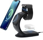 3 in 1 15W Magnetic Wireless Fast Charging Station Black