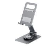 Aluminum Foldable Phone Stand with 360 Degree Rotating Base Grey