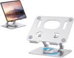 Aluminum Foldable Tablet Stand with 360 Degree Rotating Base Silver