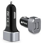 iFans 2 USB Car Charger 2*2.4A Silver w/ Black