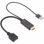HDMI(M) to DP(F) Converter w/USB 2.0/M Power 4K@60Hz Black