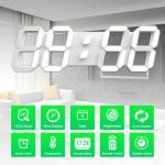 EDUP EH-LED1301 3D LED Wall Clock 15in Remote 
Control Digital Timer Nightlight White