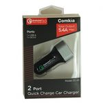 Comkia CC-20 2 Port Quick Car Charger QC3.0+5V2.4A Gray Aluminum + Black